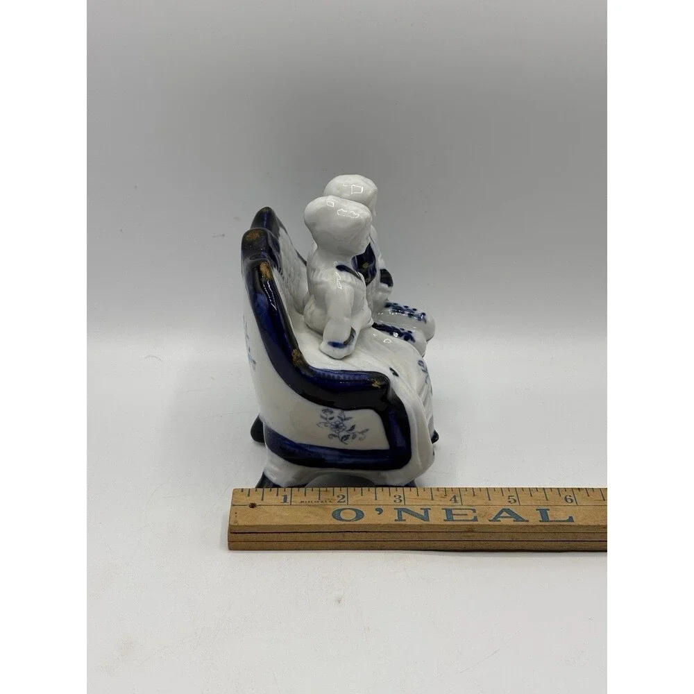 Vintage Blue And White 18th Century Style Victorian Or Colonial Courting Couple